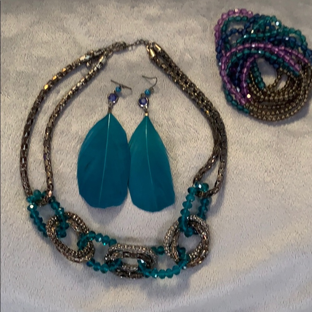 Costume necklace, earrings and bracelets